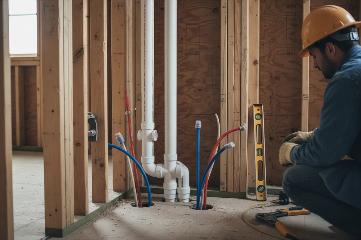 Drain and supply rough-in during Sump Pump Repair in Elsah